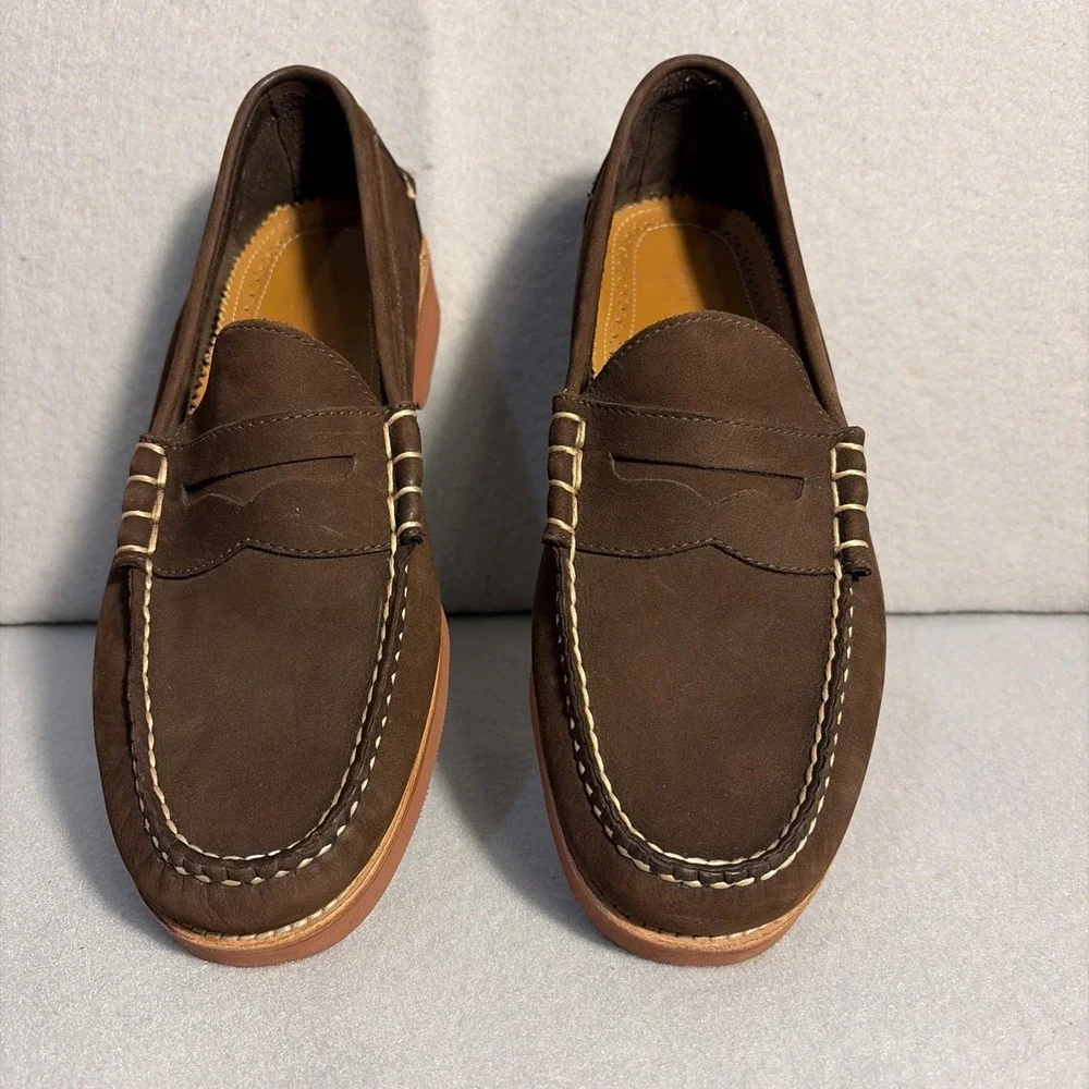 GH Bass Weejuns 10D Brown Suede Penny Loafers for Men Preppy Fall